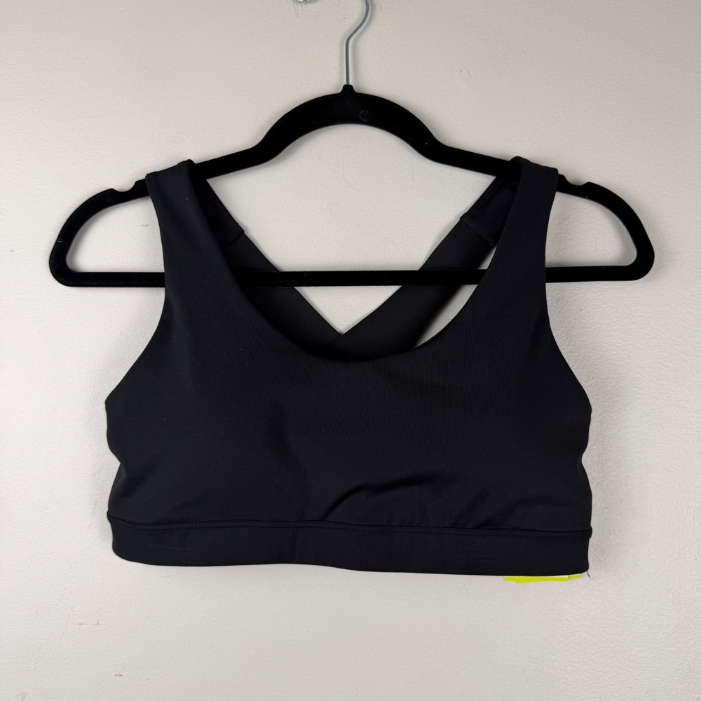 Old Navy Powersoft Sports Bra Women's M Black Medium Support Go-Dry Cross Back